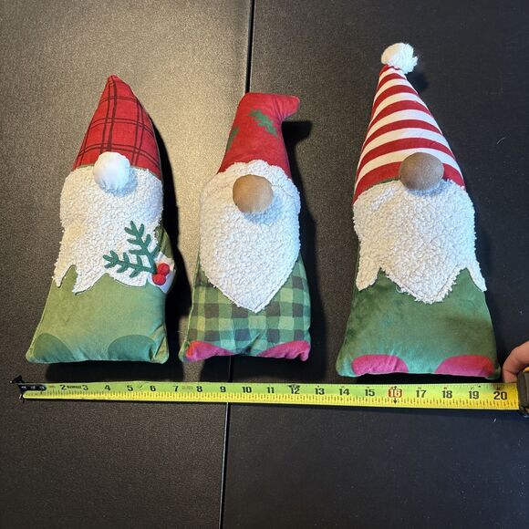 Set Of Three Small Gnome Shaped Holiday Pillows - Picture 3 of 9
